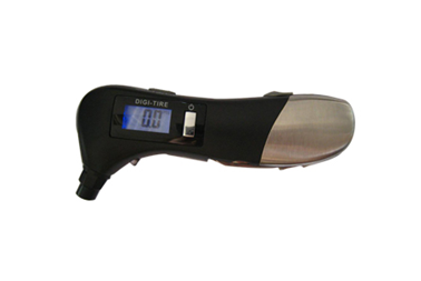Digital tire pressure gauge with emergency safety tools